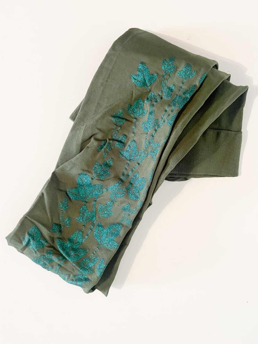 SNAG TIGHTS - HECATE - Dark Green with Glitter Vines New - Small